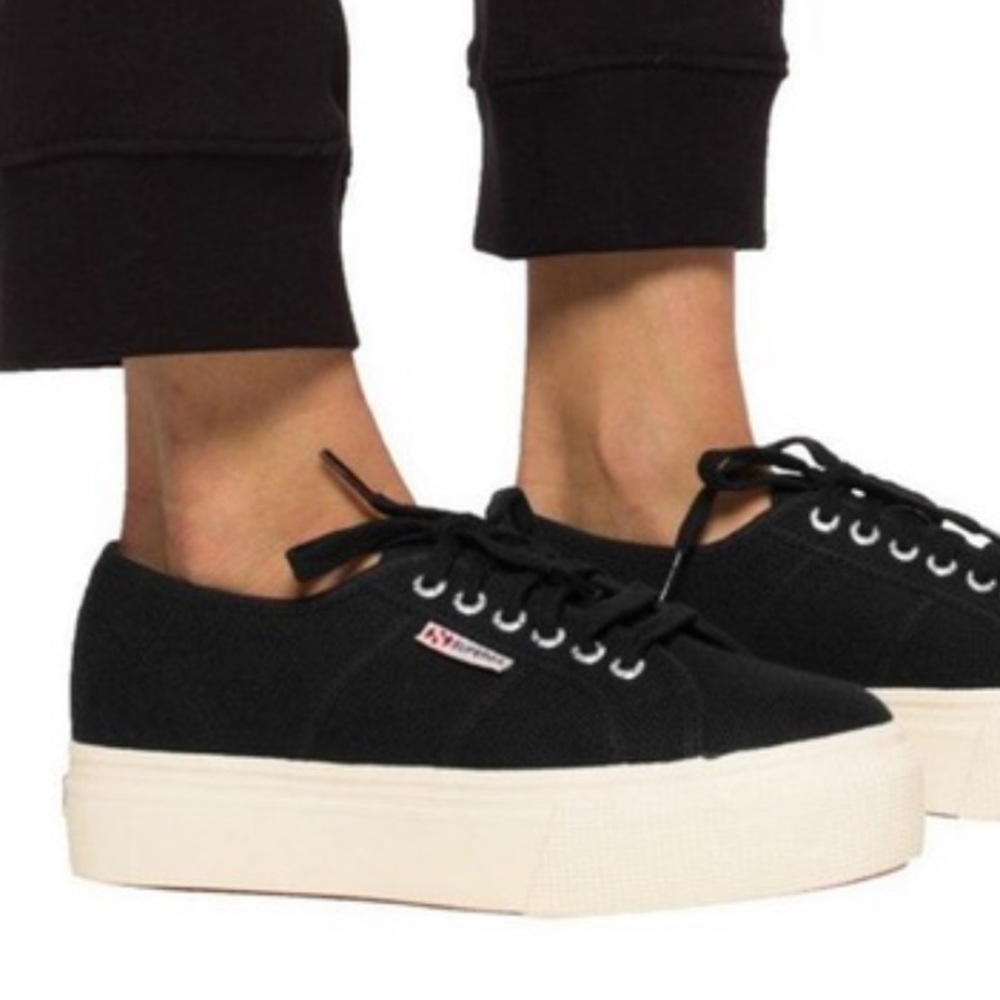 Superga black platform sneakers